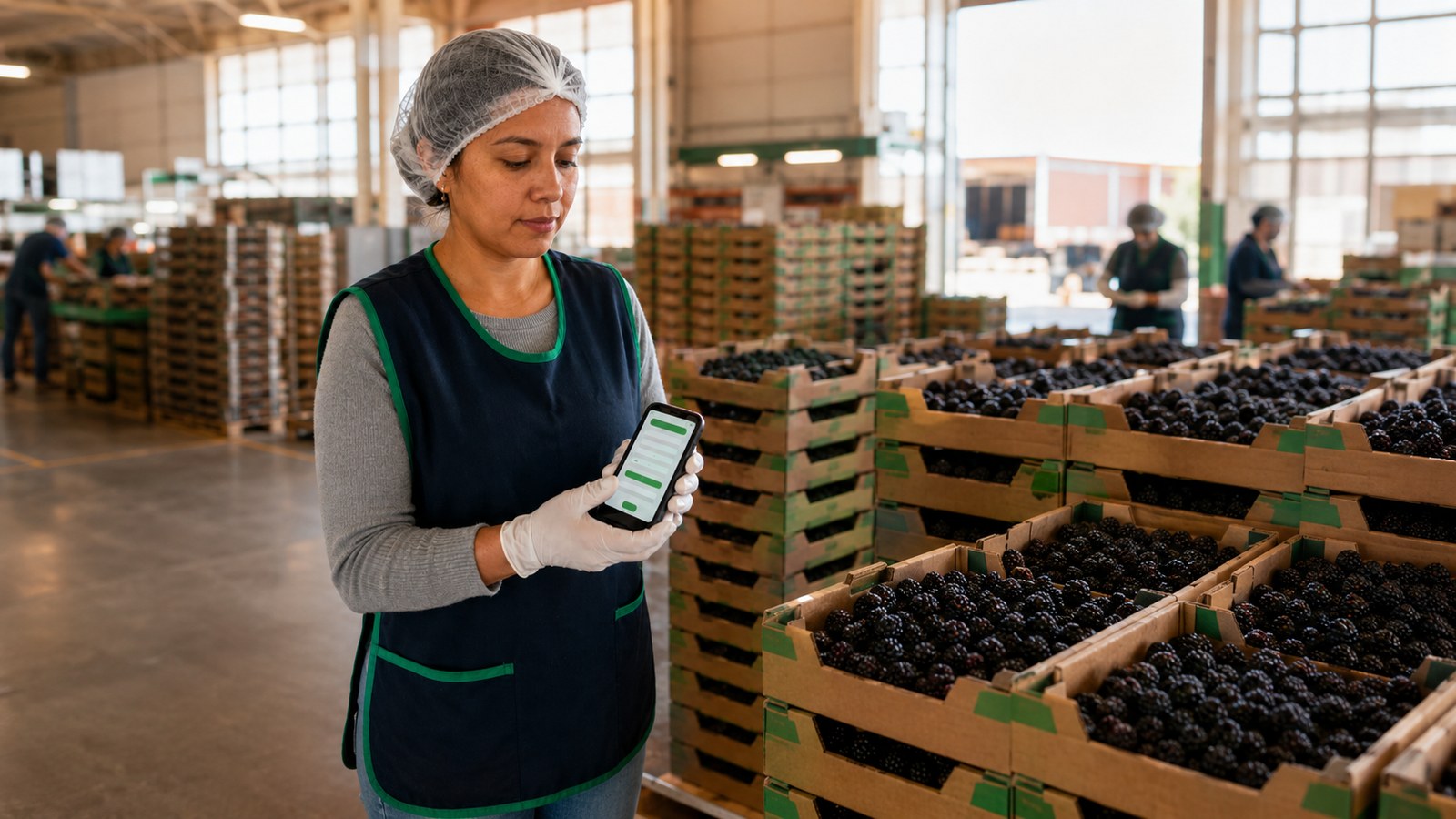 Área de recepción de fruta en un packing house