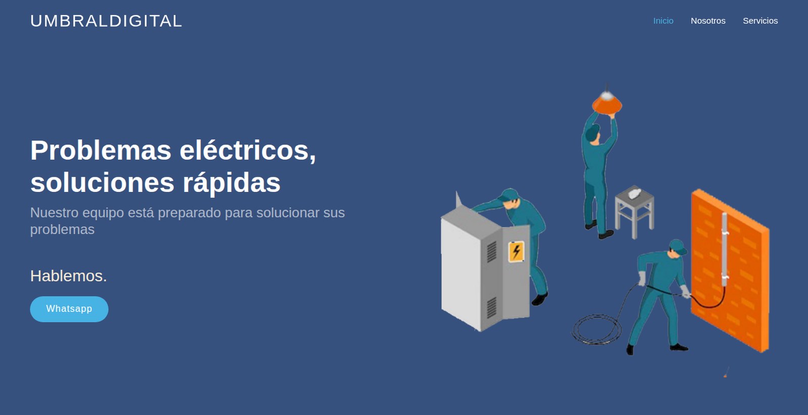 Página de inicio del sitio de servicio eléctrico a domicilio